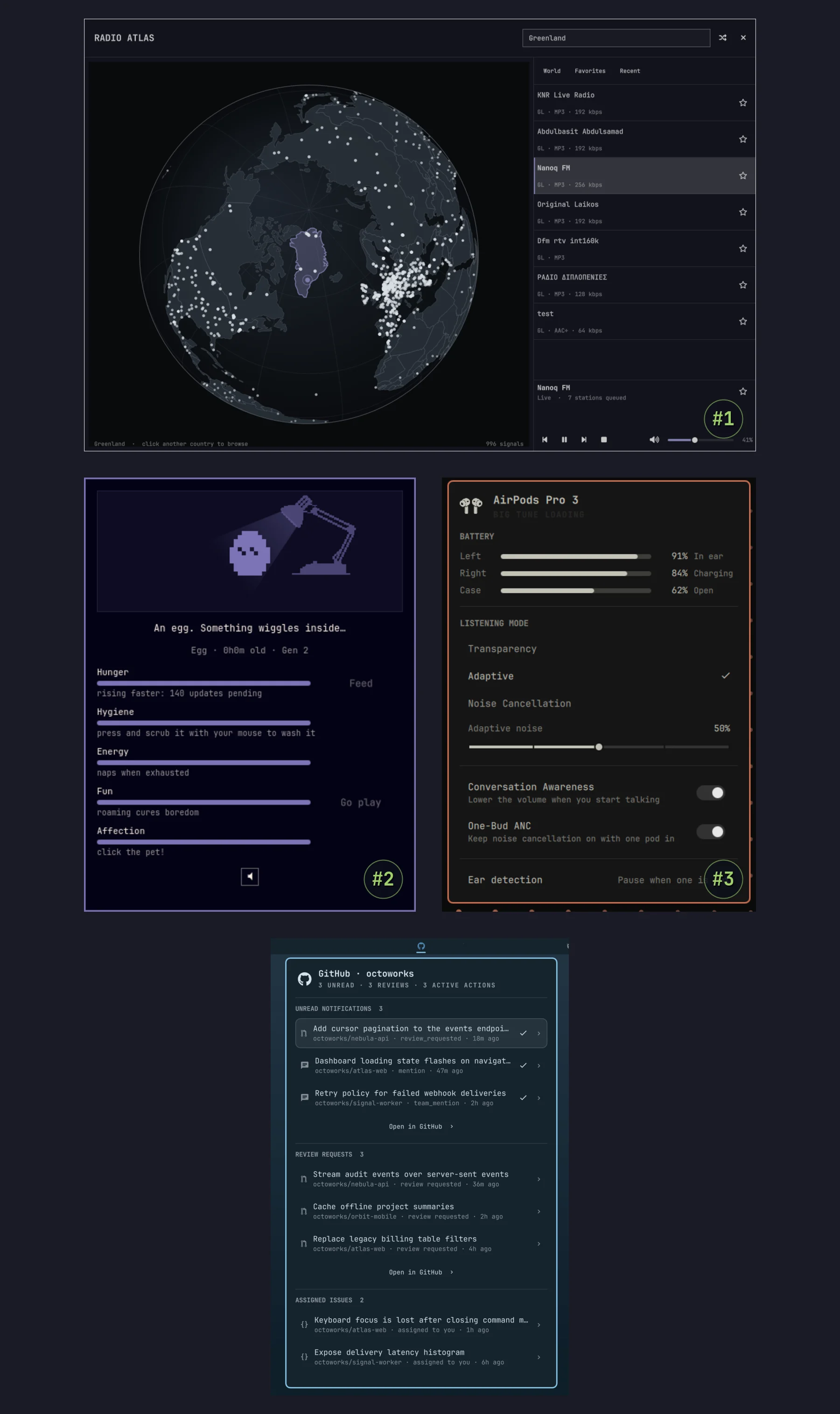 Radio Atlas، Omagotchi، AirPods اور GitHub